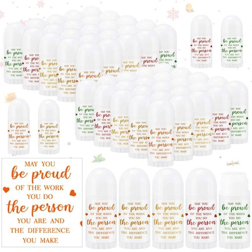 Swiffen 50 Pcs Christmas Mini Lip Balm Pack Thank You Gifts Moisturizer Assorted Flavors Beeswax Natural Ingredients Dry Chapped Lip Care Products for Coworkers Women Friend Men (Proud)