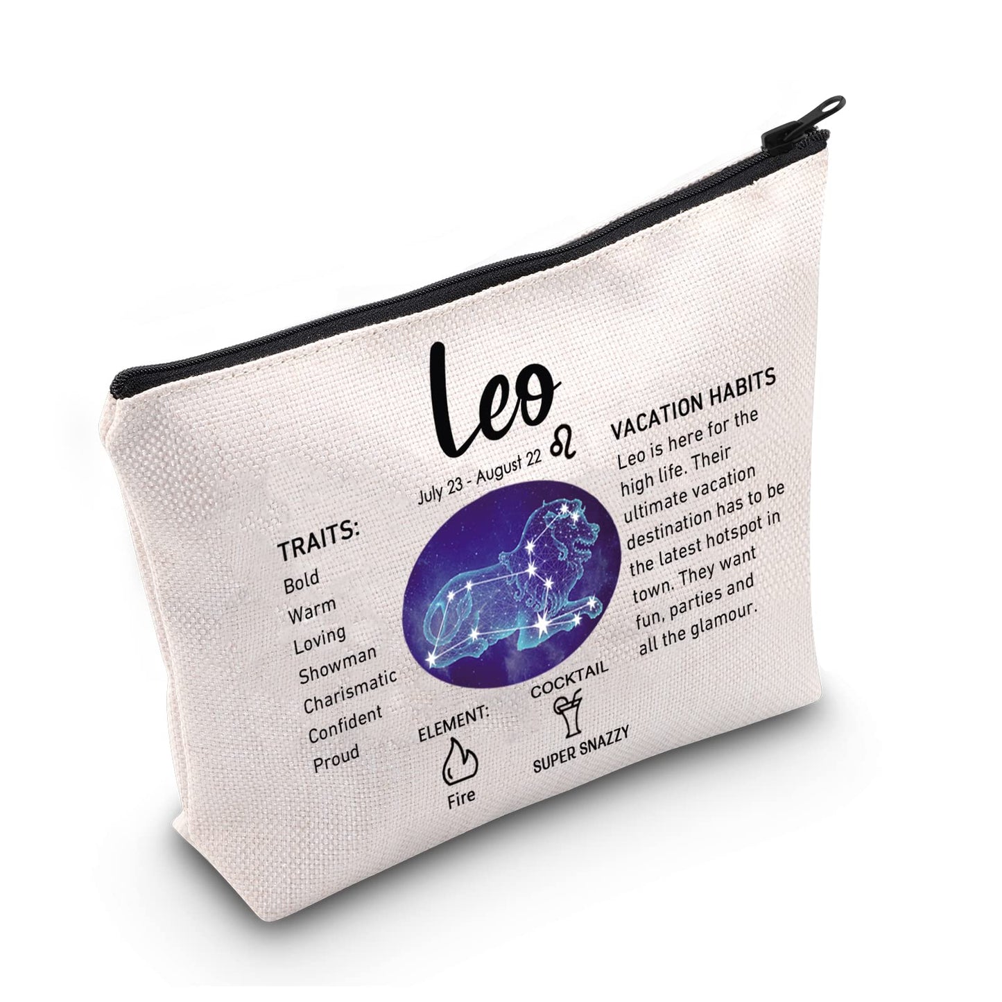 LEVLO 12 Constellation Travel Toiletry Bags 12 Zodiac Cosmetic Makeup Bag Christmas Mother's Day Birthday Gifts(Leo)