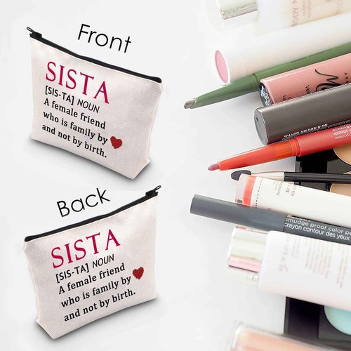 MNIGIU Sista Cosmetic Bag Afro Women Gift Black Girl Gift SisterHood Makeup Zipper Pouch Bag for African American Girl (SISTA)