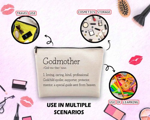 Dwept Godmother Definition Cosmetic Bag - Proposal and Mothers Day Birthday Gift from Godchild - Makeup Bag for Purse 383