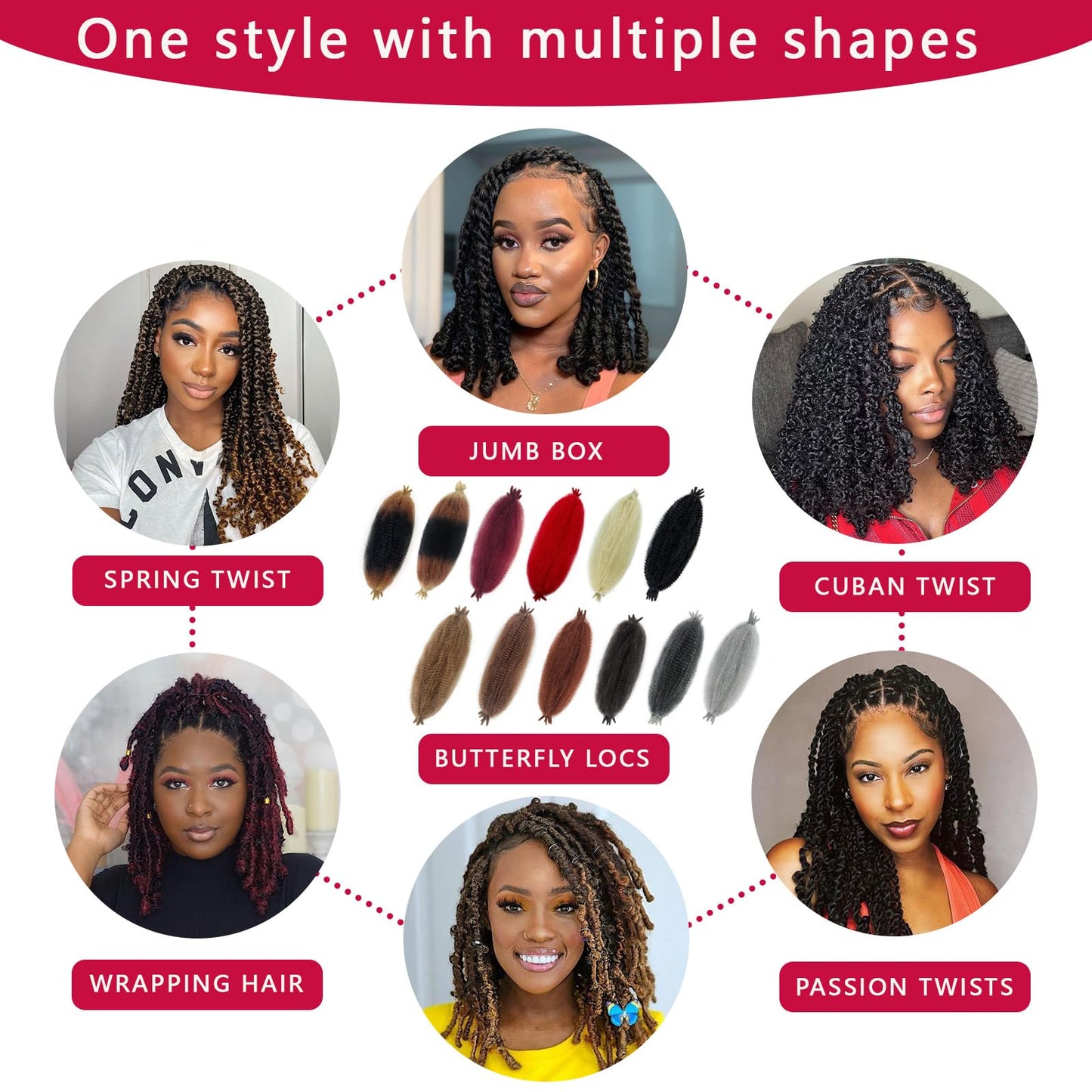 Kinky Braiding Hair 12 Inch Twisted Up Springy Afro Twist Hair Burgundy Marley Twist Braiding Hair 8 Packs Afro Kinkys Bulk Hair for Faux Locs Synthetic Spring Twist Hair for Butterfly Locs