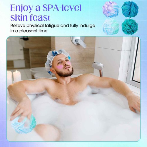 Sunnyray 100 Pcs Loofahs Bulk Bath Sponge Shower Luffas Exfoliating Body Scrubber Packs Soft Mesh Loofahs Balls Travel Cleaning Wash Puff Bathing Accessories for Women Men, 20g (Mixedcolor)