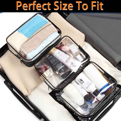 YOQIVEXU 12 Pieces Clear Makeup Bags, TSA Approved Toiletry Bag for Travel, PVC Clear Cosmetic Pouch with Zipper, Waterproof Vinyl Plastic Organizer Case for Vacation Bathroom (Medium)