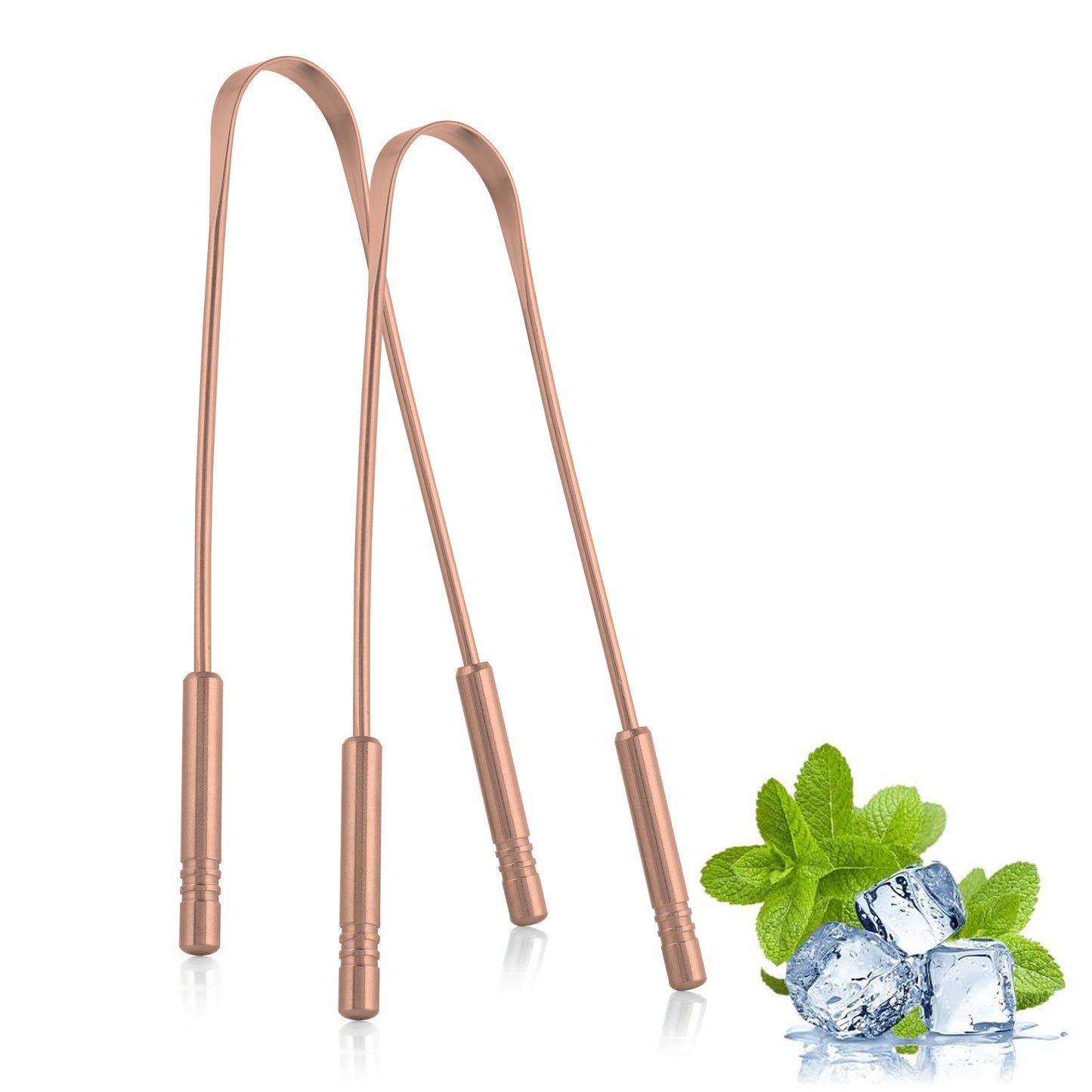 Tongue Scraper for Adults (2 Pack), 100% Copper, Tongue Scrubber, Easy to Use, Tongue Cleaner, Reduce Bad Breath, for Oral Care & Hygiene (100% Copper)