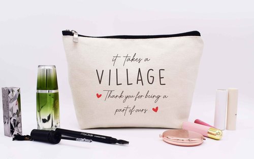 LIBIHUA Coworkers Employee Bosses Teacher Appreciation Gifts Child Care Worker Baby sitter Neighbor Present Makeup Bag Cosmetic Bag Travel Pouch It Takes a Village Thank You for Being a Part of Ours