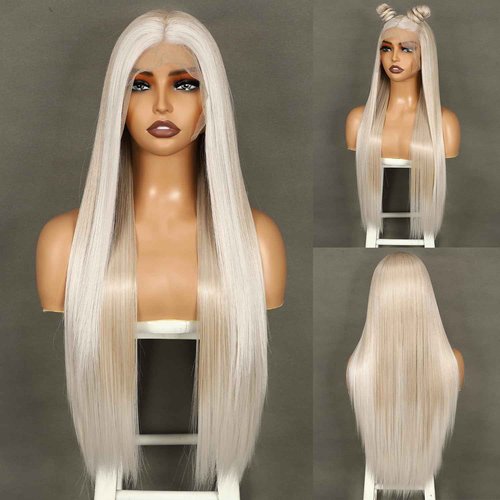 QD-Udreamy 13x4 Lace Front Wigs, Blonde Lace Front Long Straight Wigs for Women Middle Part Glueless Straight Hair Pre Plucked with Hairline For Black Women 26 Inch
