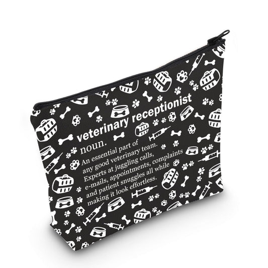 POFULL Veterinary Gift Vet Receptionist Definition Cosmetic Bag Vet Clinic Gift (Black Veterinary Receptionist Bag)