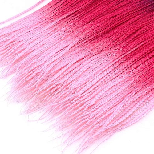 Box Braids Crochet Hair 24 Inch Pre Looped 3X Goddess 6 Packs Ombre Red Pink Box Braids Crochet Hair for Black Women Knotless Straight Braiding Hair Extensions(Purple/Red/Pink#)