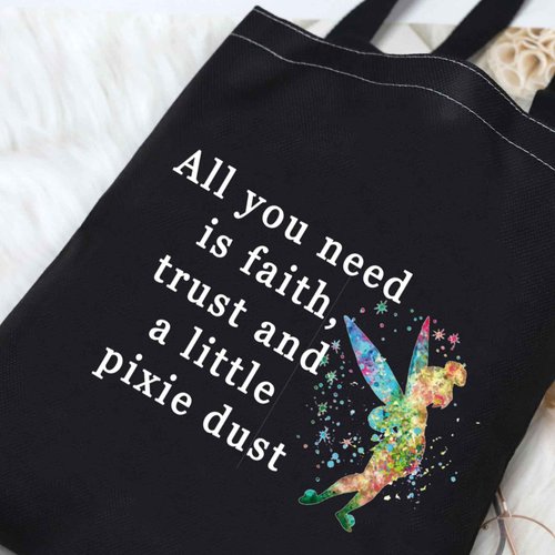 G2TUP Fairytale Movie Inspired Makeup Bag Faith Trust And Pixie Dust Fairy Travel Makeup Bag for Fans (All you need TG)