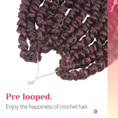 BOHOBABE Long Pre-twisted Passion Twist Crochet Hair 30 Inch Pre-looped Long Crochet Passion Twist Braiding Hair 8 Packs Soft Bohemian Twists (T118)