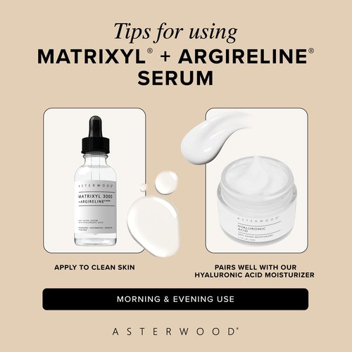 Asterwood Matrixyl 3000 + Argireline Serum with Hyaluronic Acid - Anti-Aging, Wrinkle Reducing, Collagen Boosting - Fragrance-Free - 4 Fl Oz