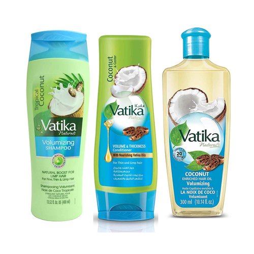 Vatika Naturals Coconut Shampoo, Oil & Conditioner Combo | Deeply Nourishing Trio with Coconut, Henna & Castor Oil | Repairs Damage, Hydrates & Restores Shine for Smooth, Frizz-Free Hair