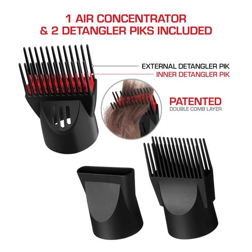 RED by Kiss Handle-Less 2200W Ceramic Tourmaline Hair Dryer with Comb Attachements and Heat Protector Spray