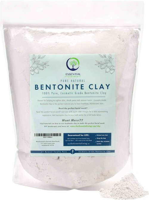 Essential Living: Bentonite Clay Powder - All-Natural DIY Skin Care Facial Mask for Deep Cleansing, Acne and Chapped Skin - 2 lbs. - Suitable for All Skin Types - No Additives - Cosmetic Grade