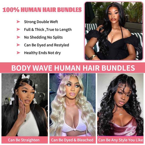 14A Human Hair Bundles 22 Inch Body Wave Bundles Human Hair 100% Unprocessed Brazilian Virgin Hair Body Wave 1 Bundle Human Hair Extensions for Women Natural Color Quick Weave