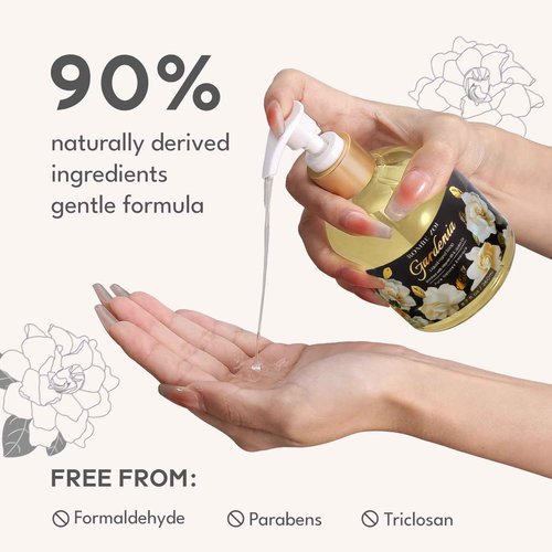 ROMIIE ZOI Hand Soap Refills, Gardenia Liquid Hand Soap, Large 750 ML / 26 FL OZ Bottles (Pack of 3), Gentle & Moisturizing Formula, Natural & Cruelty-Free for Kitchen and Bathroom Soap Dispensers