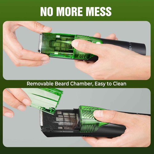 Beard Trimmer for Men: All-in-One Vacuum Mustache Trimmer With Precision Dial,Adjustable 20 Length Setting Premium Facial Hair Groomer with Length Comb USB-C Recharge, Waterproof Wet/Dry Clipper