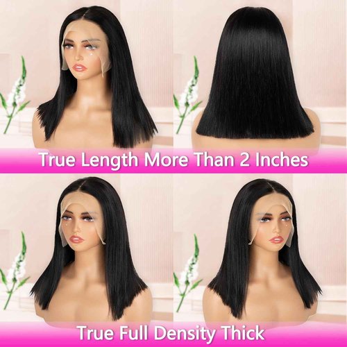 OPNGF Straight Bob Wig Human Hair Glueless 13x4 Lace Front Wigs For Women Pre Plucked HD Short Bob Wig Human Hair 13x4 Frontal Lace Wig With Baby Hair 180% Density 16 Inch
