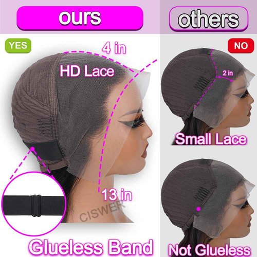 CISWER Short Bob Wig Human Hair Straight 13x4 Lace Front Wig Human Hair Bob Wigs for Black Women Glueless 180 Density Black Wig 12 Inch