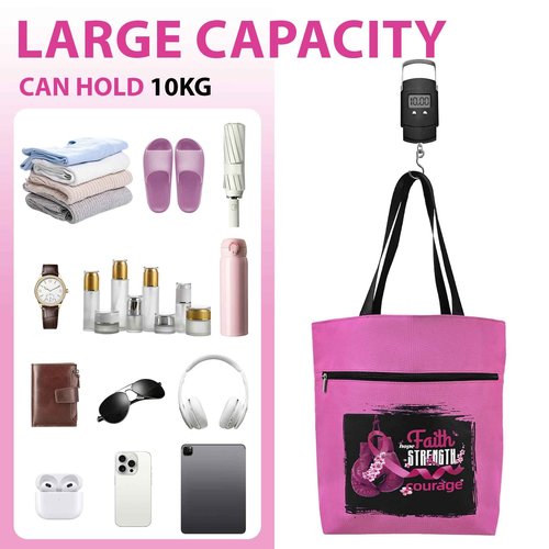 Kuabiz Breast Cancer Awareness Gifts for Women Cancer Awareness Tote Bag Large Chemo Care Package 20oz Stainless Steel Tumbler