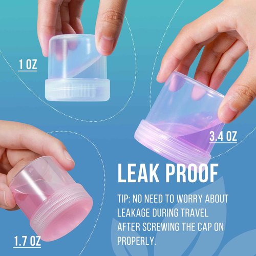 DEMORA Small Travel Containers Plastic Jars with Lids for Creams, Refillable TSA Approved Travel Size Containers for Lotion Makeup Cosmetic Toiletries Ointments, PP, BPA Free (Clear, 1 oz, 6 Pcs)