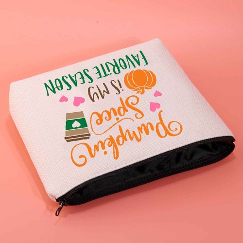 MNIGIU Pumpkin Spice Makeup Cosmetic Bag Pumpkin Spice Is My Favorite Season Autumn Coffee Lover Gift Zipper Pouch (Pumpkin bag)