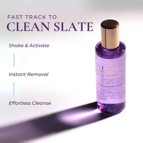 ILONA In an Instant Eye Makeup Remover | Dual-Phase, Oil-Free Cleanser for Waterproof Makeup | Gentle, Hydrating, Ophthalmologist-Approved | For Sensitive Eyes & All Skin Types | 4.0 oz