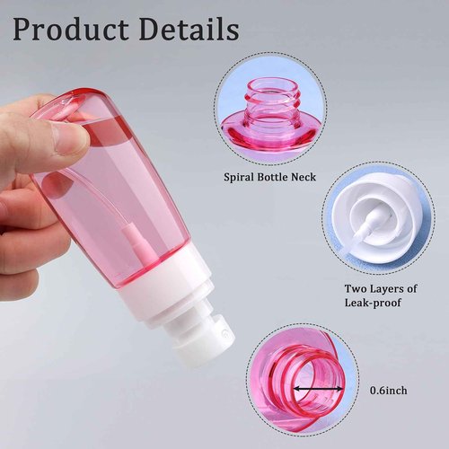 2 Pack Fine Mist Spray Bottles TSA Approved 2oz Travel Size Refillable Cosmetic Leak Proof Spray Bottle for Hair Perfumes Skincare Water Face Sprayer