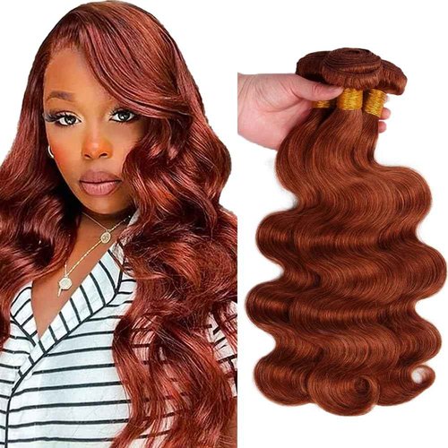 Copper Bundles Human Hair Auburn Body Wave Bundle Huxowax Brazilian Virgin Soft And Silky Remy Hair 3 Bundles 12 14 16 Inch Color 33 Body Wave Bundle