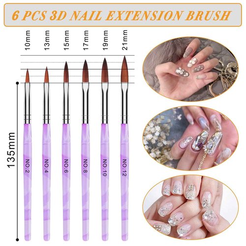 AROIC Acrylic Nail Brush Set - 28 Pcs Including UV Gel Art Brushes, 3D Extension Brush, Double Ended Dotting Pen for DIY With White Box, Colorful (Pack of 2)
