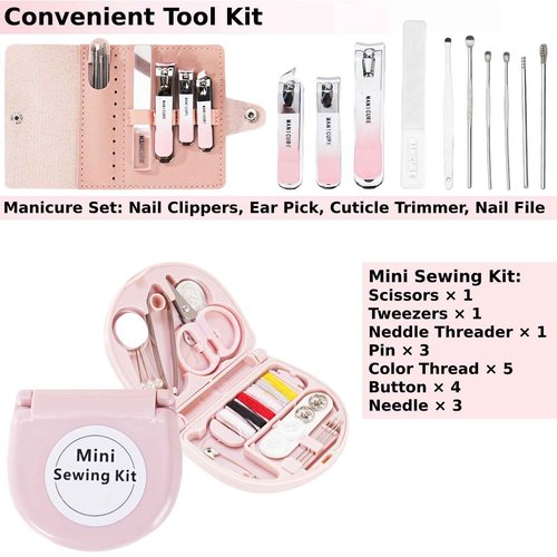 Wedding Day Emergency Kit for Bride, 39 Pc Essential Items for Brides Daily Use Women Wedding Gift, Travel Kit Personal Care Survival Set with Bride Makeup Bag - Wedding Emergency Kit Supplies (Pink)