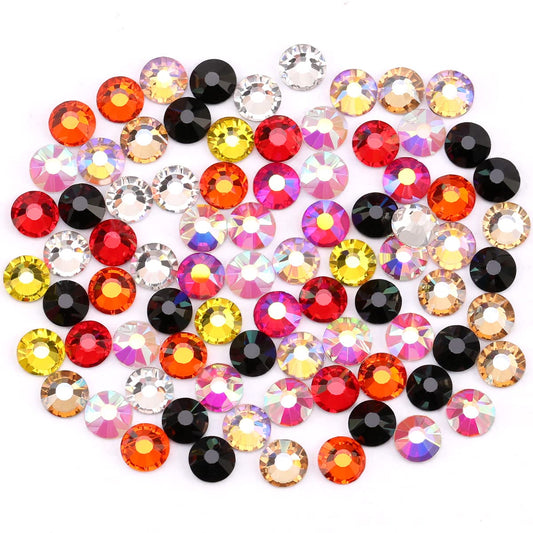 Novani Mix 10 Colors Rhinestones for Crafts Round Crystal Glass Flatback Gems and Rhinestones for Nails Art Makeup Bags Shoes Decoration DIY(SS10, 1440pcs, Mix Color 1)