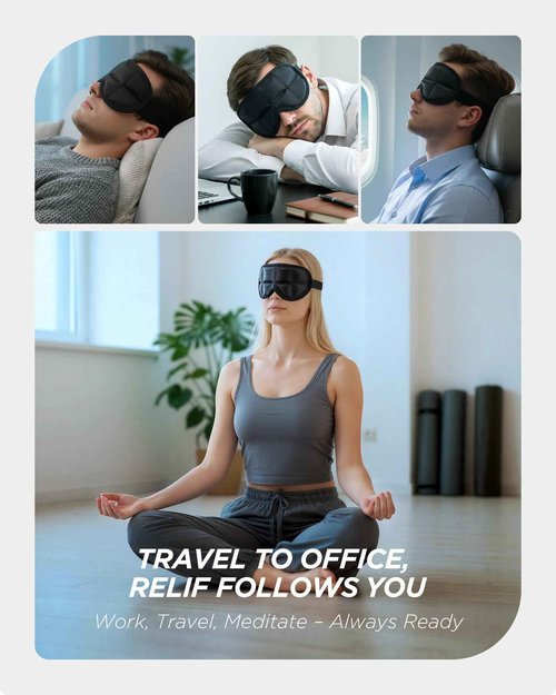 3D Cooling Sleep Mask with Double Coldfocus Gel - Frozen Cold Gel Eyes Mask with Contoured Blackout Hot & Cold Therapy for Women, Men Sleeping on Airplane Traveling for Migraine, Dry Puffy Eye,2 Packs