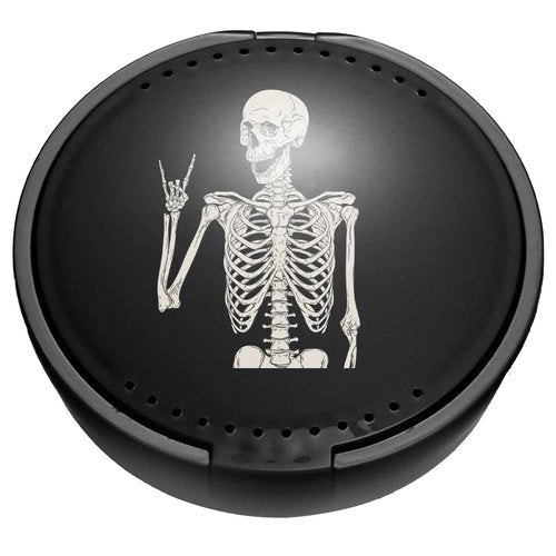 TIHYWR Retainer Case, Denture & Mouth Guard Orthodontic Aligner Case With Mirror & Ventilation, Black Skull