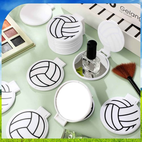 Weysat 48 Pcs Volleyball Compact Mirror Gifts for Team Bulk, Round Makeup Pocket Mirror Bulk for Volleyball Team Girl Accessories Party Supplies, Small Mirrors for Purse Travel Sports Events