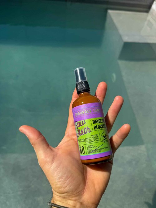 GROUNDED LABS Beef Tallow and Zinc Oxide Chemical-Free Sunscreen with 100% Grass-Fed Beef Tallow, Non-Nano Zinc Oxide & Coconut Oil Mineral Sunblock SPF 50, Reef-Safe
