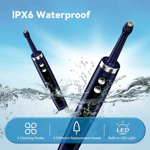 Jeyoe Teeth Polisher and Plaque Remover,Tooth Polishing Kit with 5 Replacement Heads & Cleaning Modes,USB Rechargeable,Ipx6 Waterproof,Teeth Polisher Electric Professional for Adults &Kids