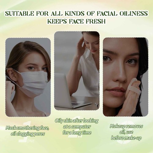 BOROLA Oil Blotting Paper for Face 200 Sheets Replacement Packs, Soft Absorbing Pads for Face Shine Control, Portable Oil Absorbing Tissues for Oily Skin, Design for Men & Women(Green)