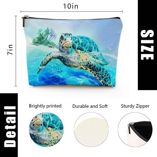 YUMQSEOS Makeup Bag for Women Travel Makeup Bag Large Cosmetic Bag Zipper Pouch Toiletry Bags Makeup Organizer Bag 7X10in - Sea Turtle