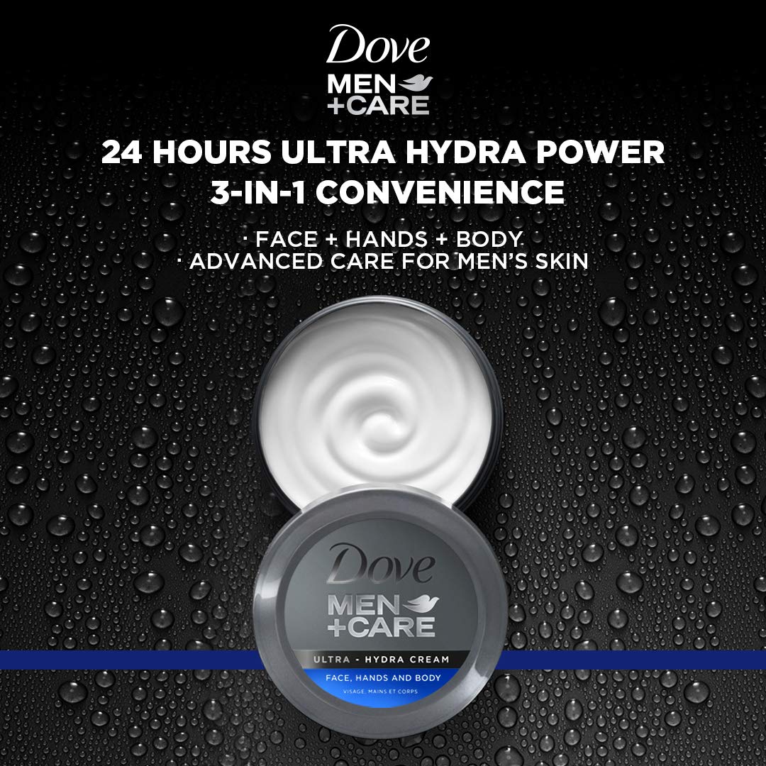 Dove Men+Care Ultra Hydra Cream – Dove Lotion, 3-In-1 Advanced Skin Care for Men, Face Cream, Hand Cream, and Body Lotion for Extremely Dry Skin, All Skin Types, 5.07 Fl Oz (Pack of 6)