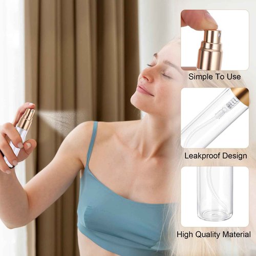 Xthrotsenk 20 Pack 5ml Atomizer Glass Spray Bottles Mini Spray Bottles Glass Perfume Bottle Decant Bottles Gold Mini Sample Bottle Small Tiny Spray Bottle Refillable Mist Travel Sprayer