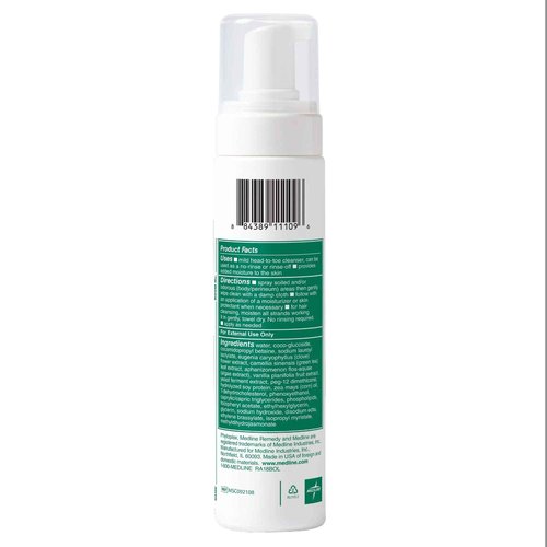 Medline Remedy Phytoplex Hydrating Cleansing Foam, No-Rinse Body Wash and Shampoo, Paraben and Sulfate-Free, 8 fl oz (Pack of 2)