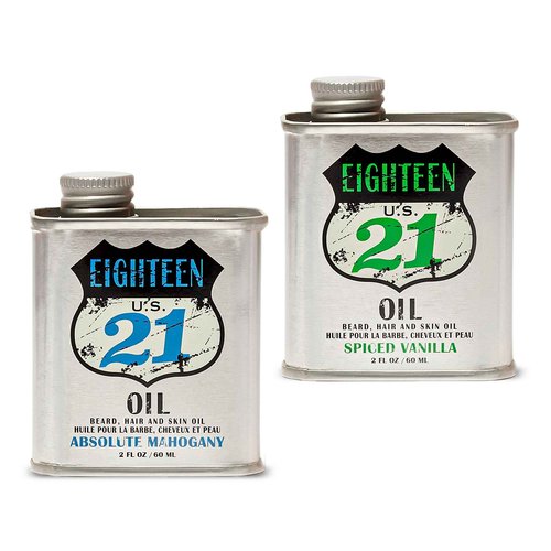 18.21 Man Made Absolute Mahogany & Spiced Vanilla Beard, Hair & Skin Oil 2-Set Bundle, All Hair & Skin Types for Men, Strengthens and Moisturizes in a Manly Aroma