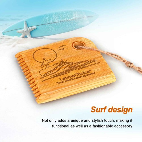 Lanmachoice Surf Wax Comb - Bamboo Surfboard Wax Scraper and Surfboard Wax Remover, Scraper Tool, Wax Comb for Surfboard, Can be Used for Sex Wax,Unique Design with Surfing Pattern