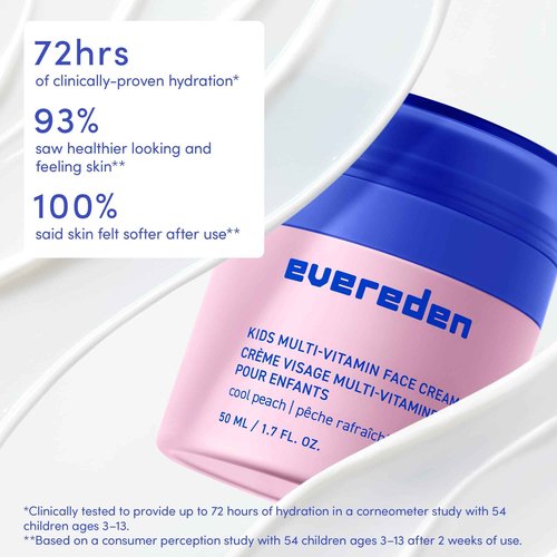 Evereden Kids Cloud Face Wash: Tropical Sorbet, 3.4 fl oz & Kids Face Cream: Cool Peach, 1.7 oz. | Creamy & Fun Skin Care for Toddlers | Easy-to-Use Face Wash & Cream | Non-toxic and Safe Skin Care