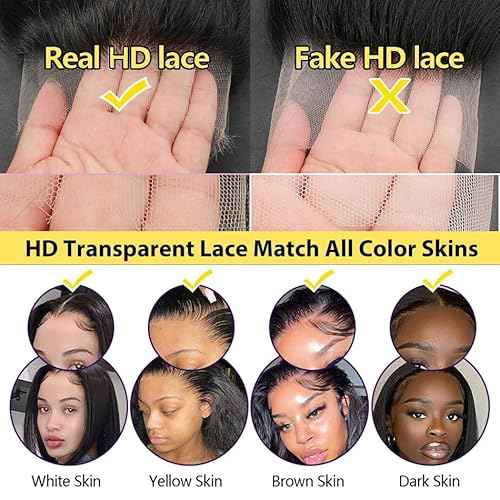 Anderah 13x6 Body Wave Lace Front Wigs Human Hair 13x6 HD Lace Glueless Human Hair Wig Pre Plucked Natural Hairline Brazilian Human Virgin Hair Long Black Body Wave Wig for Women 180% Density 30Inch