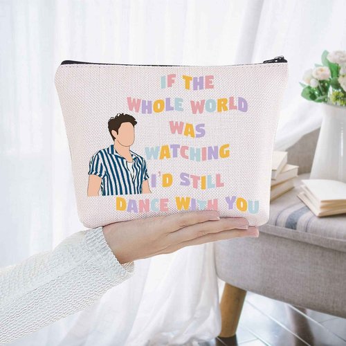 BWWKTOP Singer Lyrics Makeup Bag Singer Album Gifts If The Whole World Was Watching I'd Still Dance With You Makeup Zipper Pouch Bag (If the Whole)