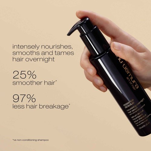 shu uemura art of hair Essence Absolue Nourishing Overnight Hair Serum - Hydrates and Detangles, Reduces Frizz and Enhances Shine, Lightweight Formula, 1 Fl Oz
