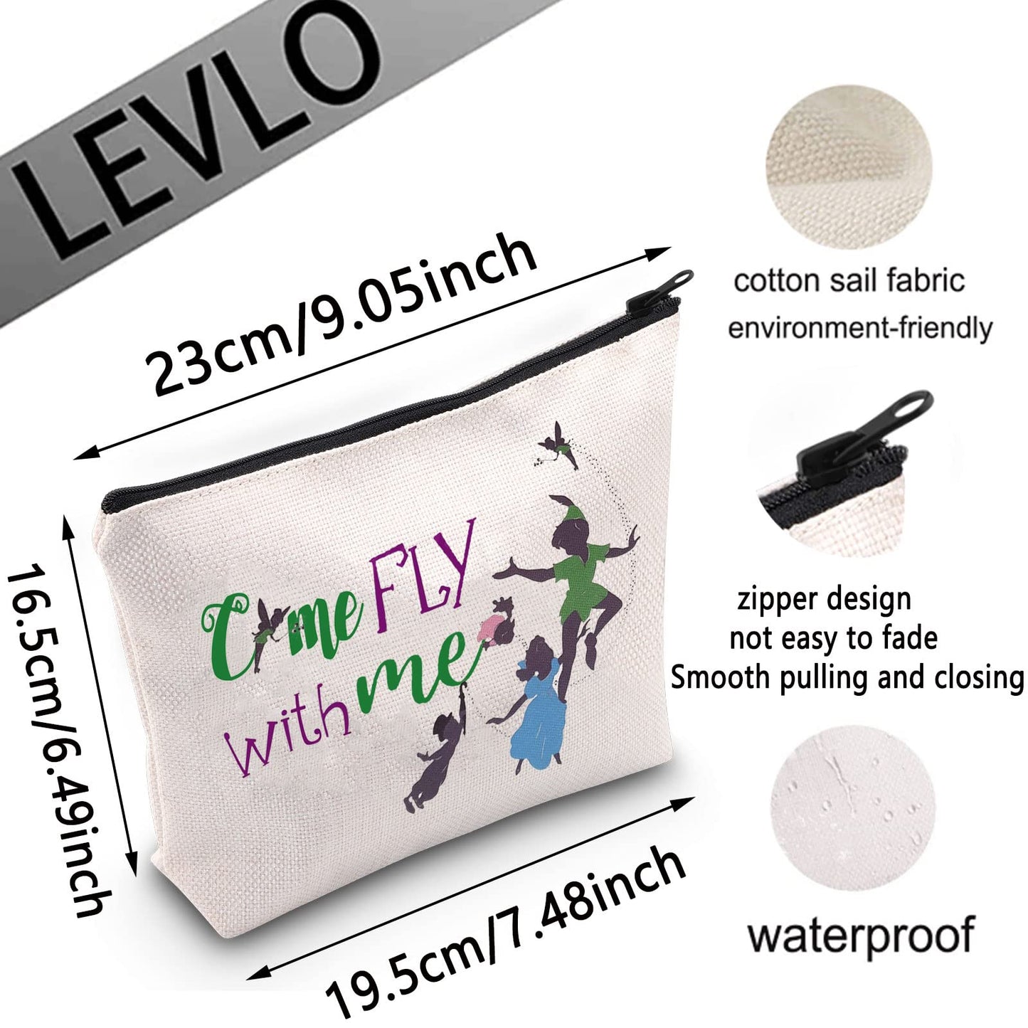 LEVLO Pan Fans Cosmetic Bag Pan Movie Fans Gift Come Fly With Me Makeup Zipper Pouch Bag (Come Fly With Me)