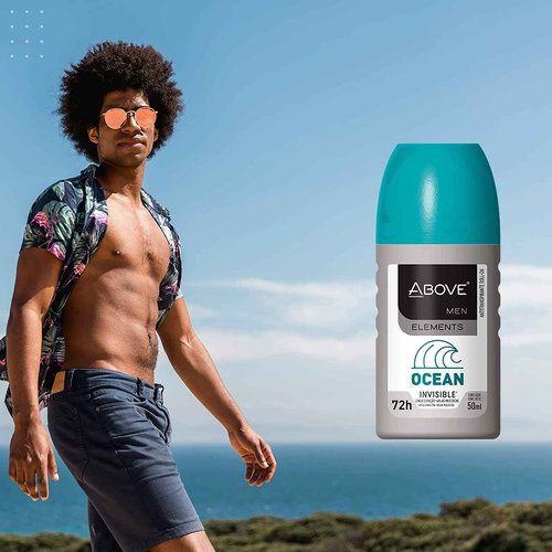 ABOVE Roll-On Elements Set, Ocean, 4 Pcs - Ball Deodorant for Men - 72-Hour Protection - Sensual Fragrance - Dry Touch - No Stains - Antiperspirant